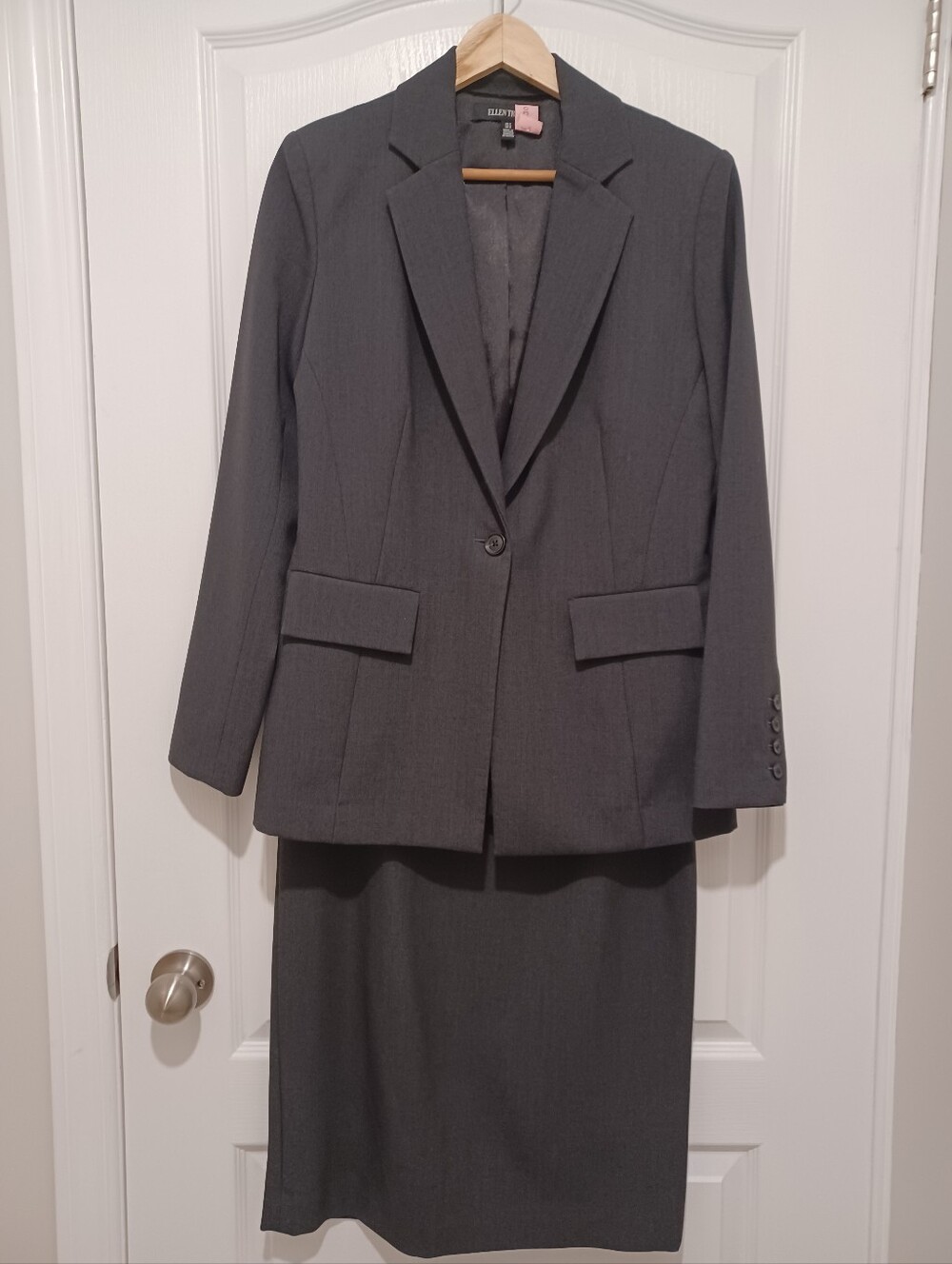 Ellen Tracy Classic Dark Gray Skirt Suit